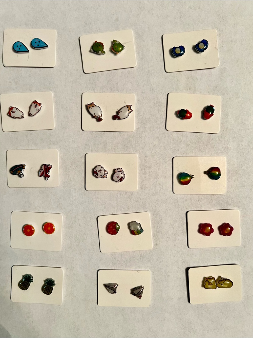 Cute Assorted magnetic enamel stud Earring Set - Colorful designs.